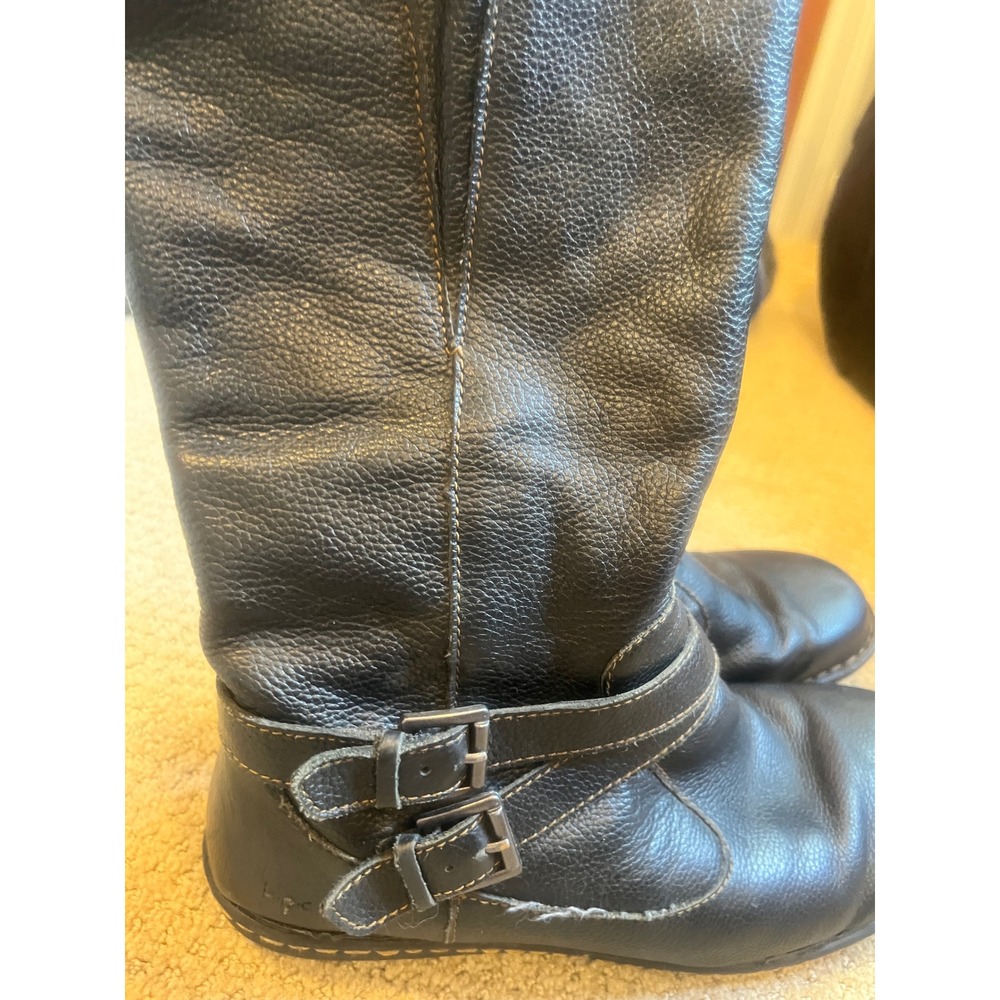 B.O.C. Black Pebbled Leather Tall Moto Buckle Boots Womens 11M Z26603 - Picture 4 of 6